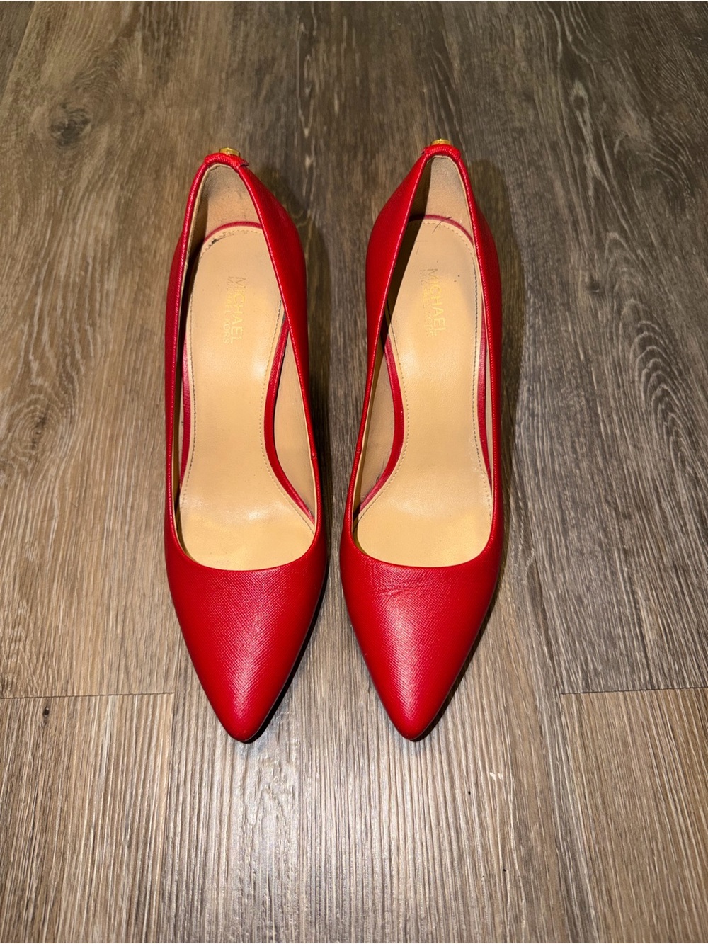 Michael Kors Red Pointed-Toe Leather Pumps